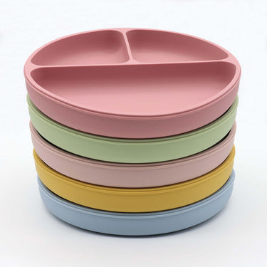Silicone Round Sucker Compartment Dinner Plate